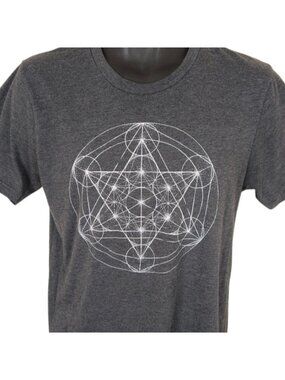 Metatrons Cube T Shirt Mens Size Medium Gray Sacred Geometry Archangel